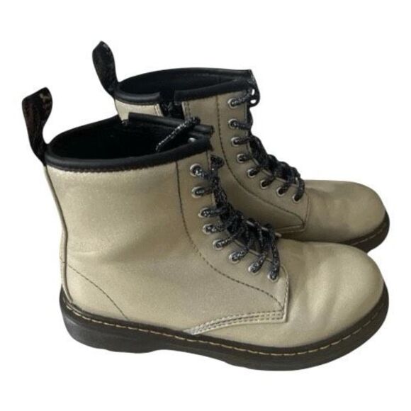 Dr. Martens 1460 J Youth Boots Beige Iridescent Combat US 3 Patent Leather - Picture 10 of 10